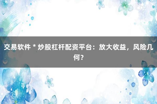 交易软件 * 炒股杠杆配资平台：放大收益，风险几何？
