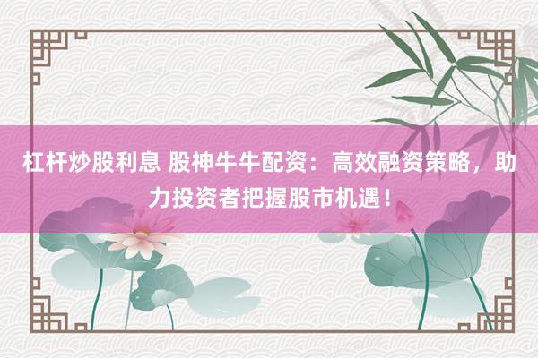 杠杆炒股利息 股神牛牛配资：高效融资策略，助力投资者把握股市机遇！
