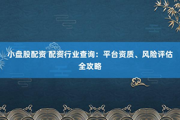小盘股配资 配资行业查询：平台资质、风险评估全攻略