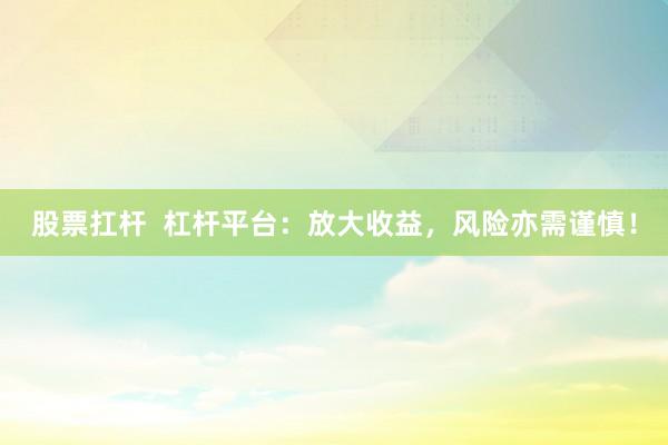 股票扛杆  杠杆平台：放大收益，风险亦需谨慎！