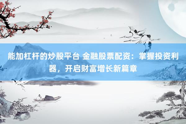 能加杠杆的炒股平台 金融股票配资：掌握投资利器，开启财富增长新篇章