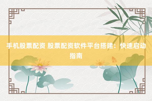 手机股票配资 股票配资软件平台搭建：快速启动指南