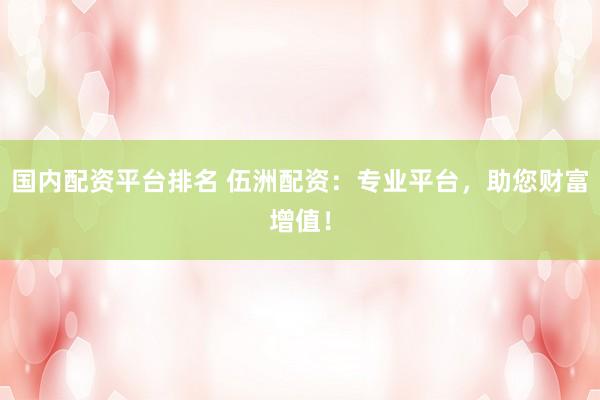 国内配资平台排名 伍洲配资：专业平台，助您财富增值！