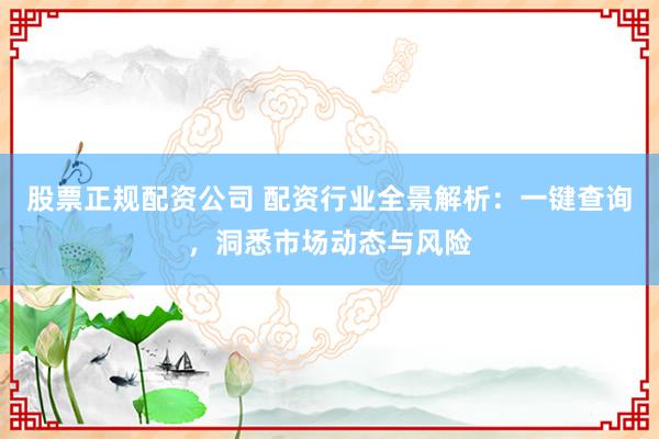股票正规配资公司 配资行业全景解析：一键查询，洞悉市场动态与风险