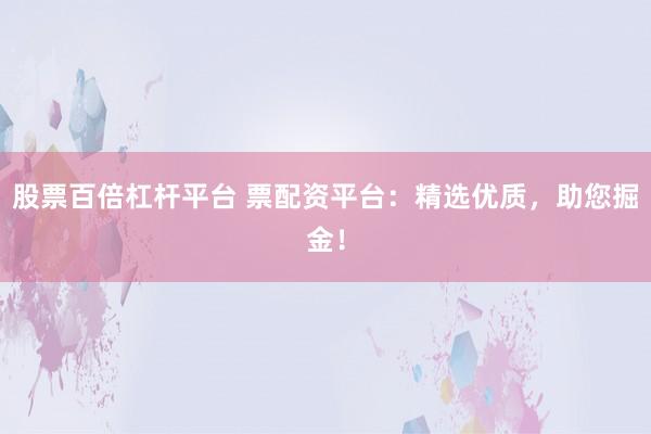 股票百倍杠杆平台 票配资平台：精选优质，助您掘金！