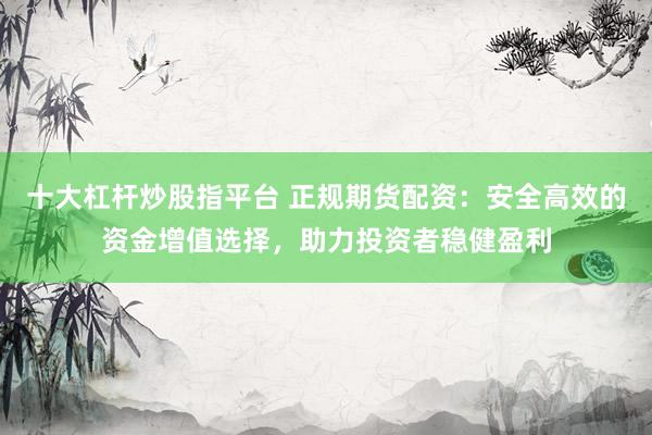 十大杠杆炒股指平台 正规期货配资：安全高效的资金增值选择，助力投资者稳健盈利