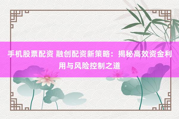 手机股票配资 融创配资新策略：揭秘高效资金利用与风险控制之道