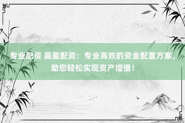 专业配资 赢盈配资：专业高效的资金配置方案，助您轻松实现资产增值！