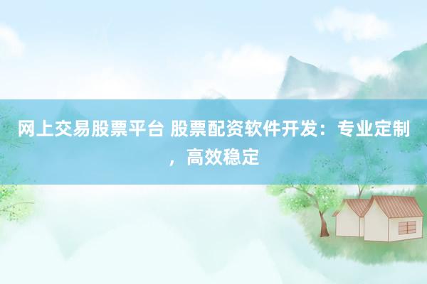 网上交易股票平台 股票配资软件开发：专业定制，高效稳定
