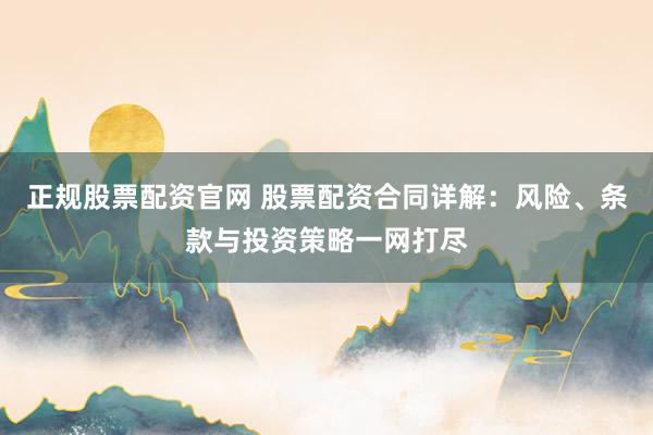 正规股票配资官网 股票配资合同详解：风险、条款与投资策略一网打尽