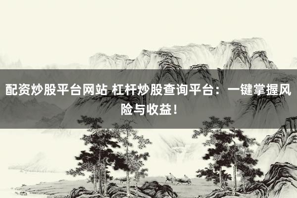 配资炒股平台网站 杠杆炒股查询平台:一键掌握风险与收益!