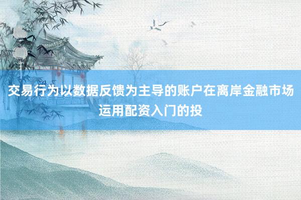 交易行为以数据反馈为主导的账户在离岸金融市场运用配资入门的投