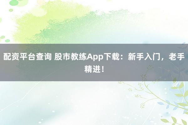 配资平台查询 股市教练App下载：新手入门，老手精进！