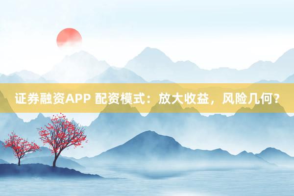 证券融资APP 配资模式：放大收益，风险几何？